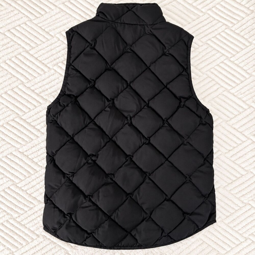 J. Crew Women's Size S Black Quilted Down Puffer Vest Gold Zip Pockets Outdoor - Picture 2 of 8